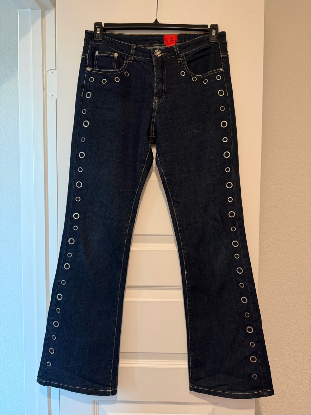 V Cristina Grommet Studded Bootcut Jeans Dark Wash Y2K Size 8